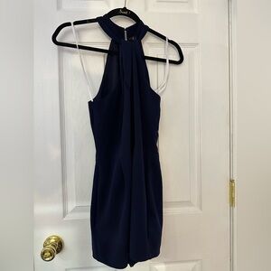 NBD/REVOLVE Vintage Women’s Navy Zipper Romper With Pockets (SMALL)